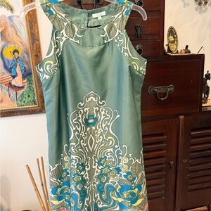 Jade Green and Blue Floral Midi Dress